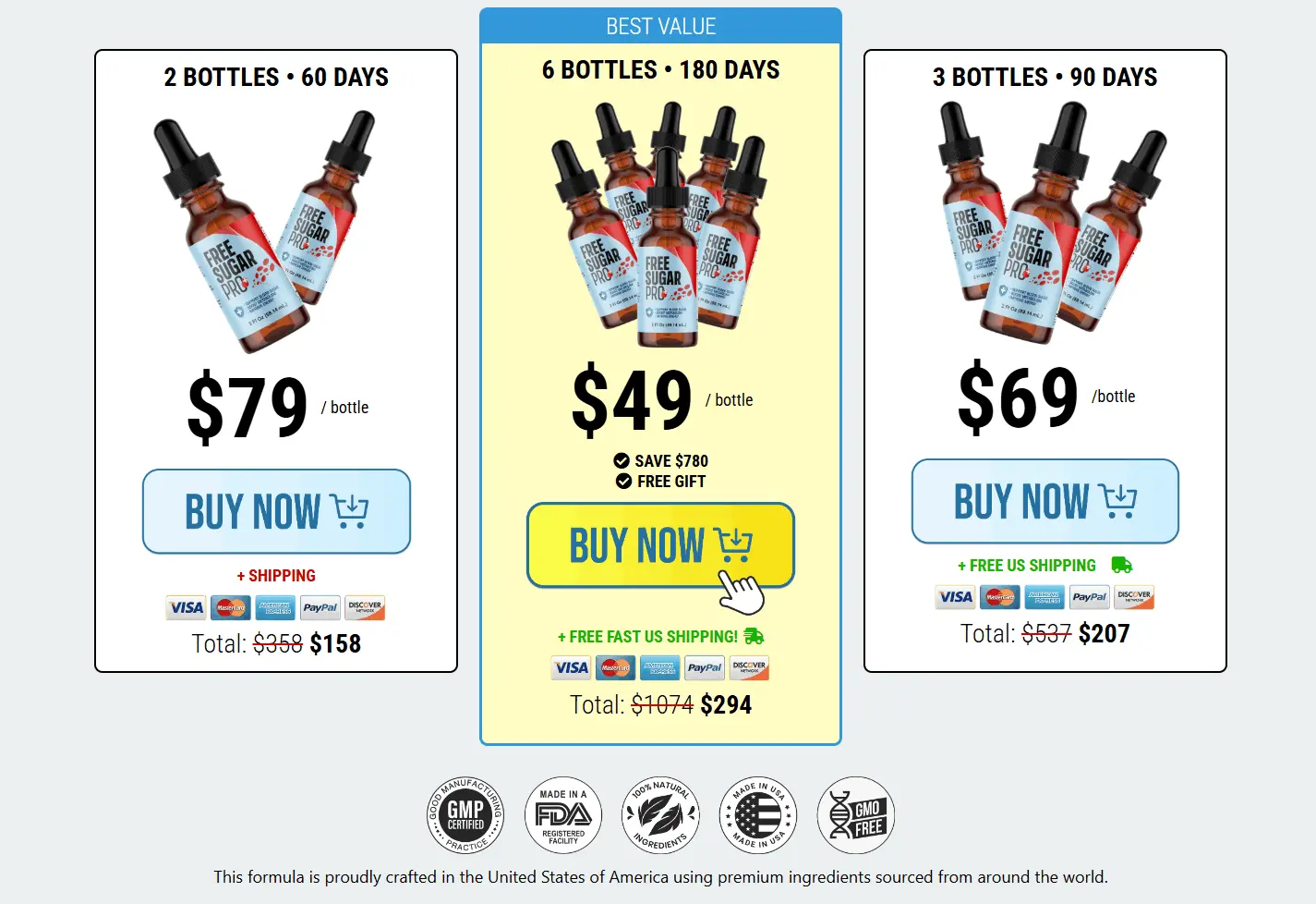 Free Sugar Pro bottle pricing